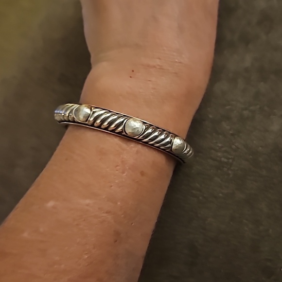 BRIGHTON Pearl Magic Silver Plated Bangle Clamper Bracelet - Picture 7 of 8